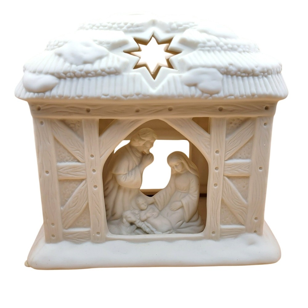 PartyLite Porcelain Nativity Tealight Candle Holder 'O Holy Night'